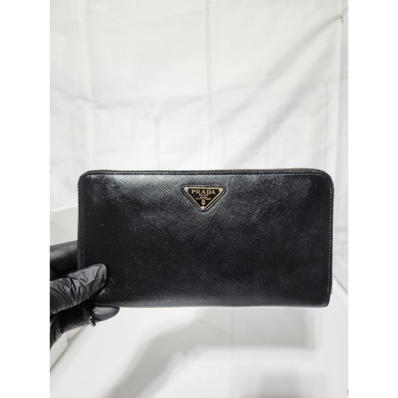 Prada Handbags - Prada Saffiano Leather Zippy Long Continental Wallet Black